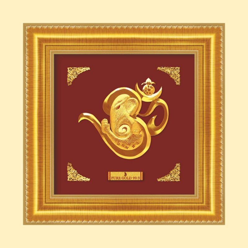 Om Ganesha Gold Plated Photo Frame