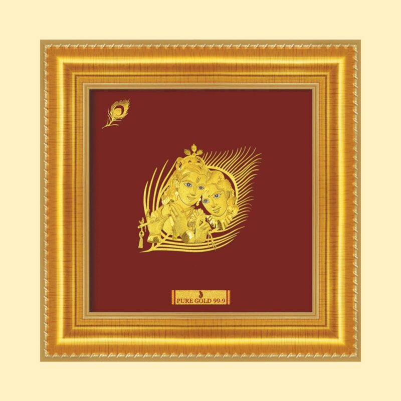 Radha Krishna Gold Plated Photo